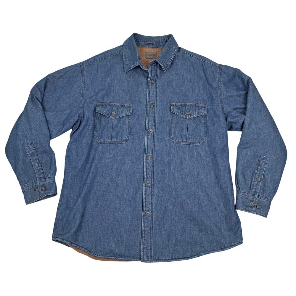 St. John’s Bay Fleece Lined Denim Jean Shirt Jacket Shacket Workwear Chore XL